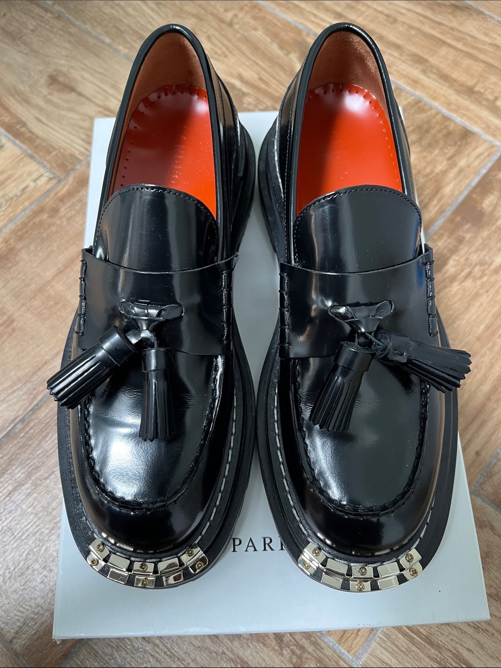 Sandro Black Tassel Leather Loafers, Size 40